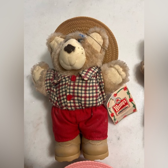 Vintage 1986 WENDY'S Furskins 8" Bears Farrell Dudley Boone Hattie With Tags - Picture 4 of 9